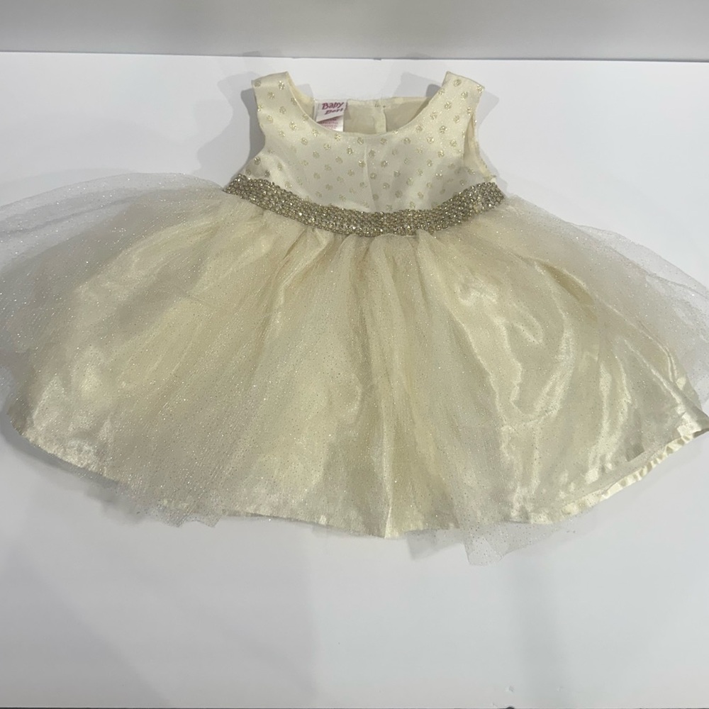 Elegant Gold Baby Dress with Tulle Skirt